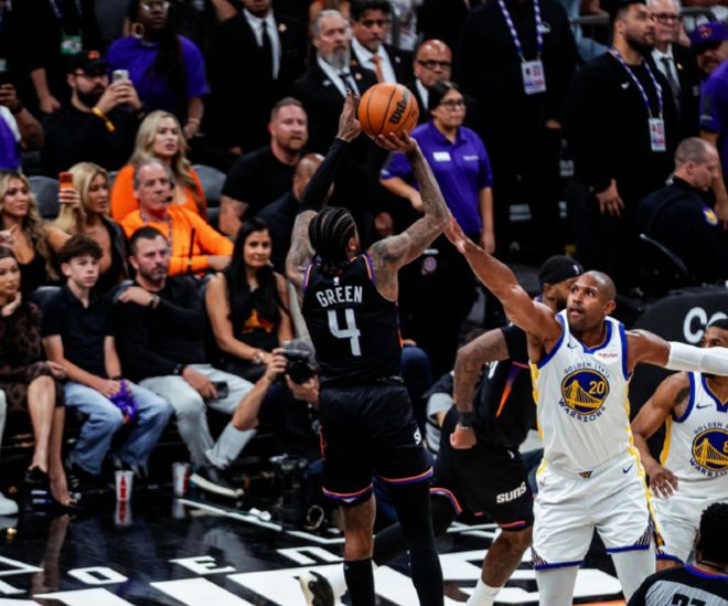 勇士末节反击未果 太阳杰伦·格林36分率队晋级季